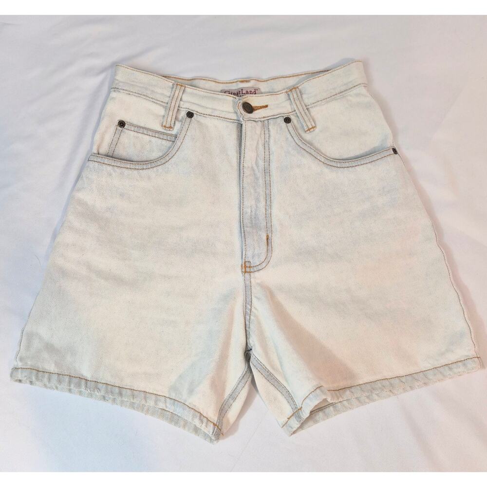 Vintage 90s GreatLand Trading Co High Waisted Bleach Wash‎ Denim Mom Shorts 5/6